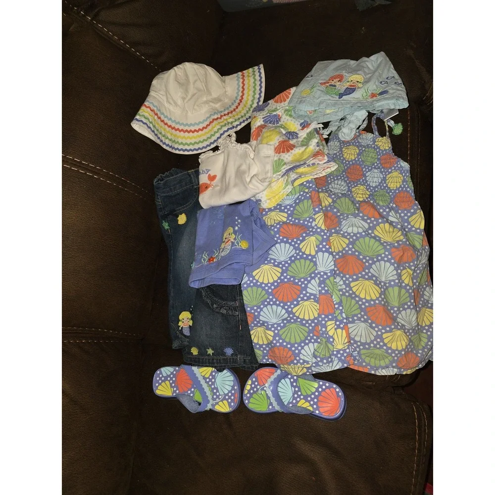 Gymboree mermaid magic 11 piece lot hat tops shorts capris shoes size 2t‎